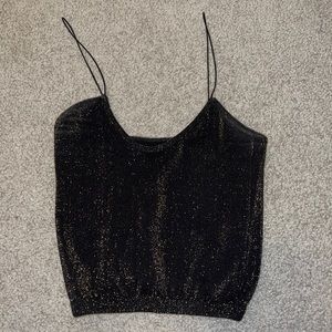Free People Skinny Strap Seamless Brami Size XS/S Black Gold Shimmer
